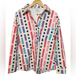 NEW Emily Wonder Colorful Button Down Shirt corduroy pockets